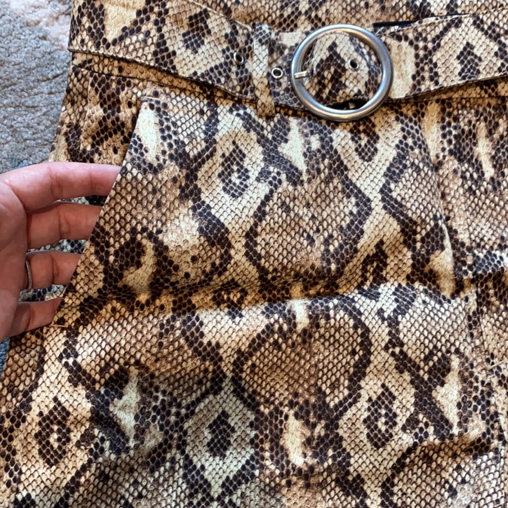 Zara Python Print Belted Shorts - image 2